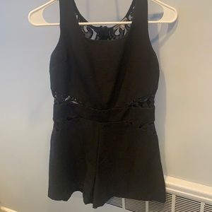 Black lace cutout romper